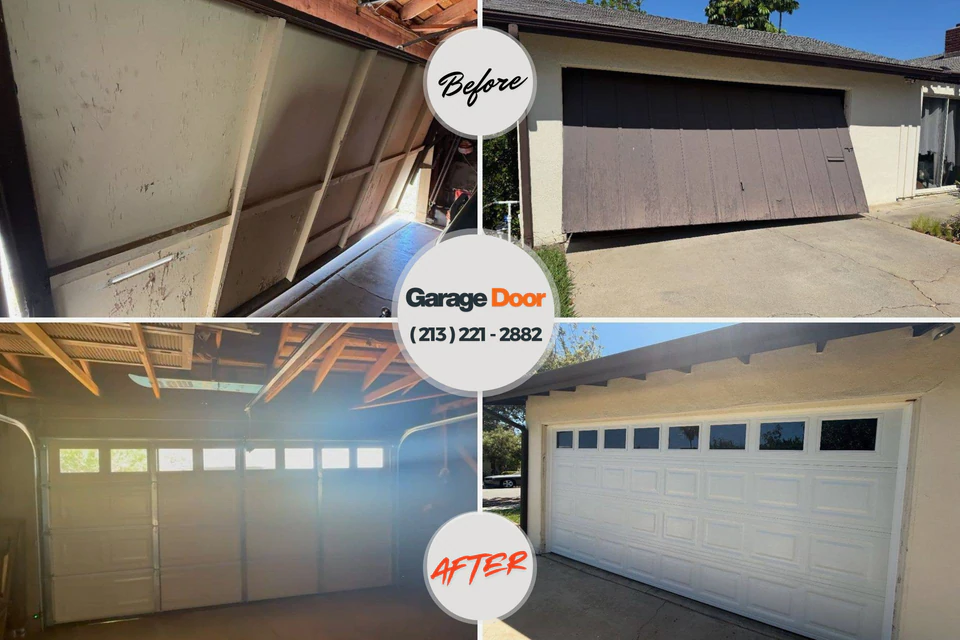 Before and after: garage door repair Whitehall, OH